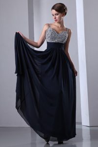 Dark Navy Blue Beading for Prom Dress with Straps