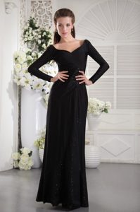 Black Sweetheart Long Sleeves Floor-length Lady Of The Evening Dresses