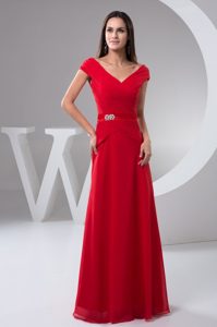 Off-the-shoulder Red Prom Holiday Dress with Beading and Pleats