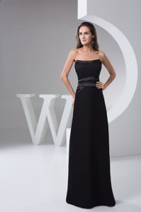 Simple Black Belt Decorate Chiffon Prom formal Dress for Cheap
