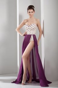 Sexy Sweetheart High-low Prom Dress in White and Purple