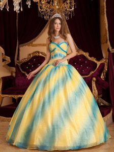 Discount Ombre Beading Sweetheart Back Out Organza Quinceanera Dresses