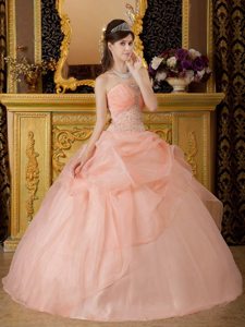 Organza Strapless Beading Layered Floor-length Dresses For Quinceaneras