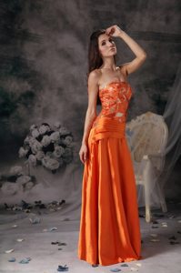Brand New Discount Beading Taffeta Orange Red Prom Pageant Dresses