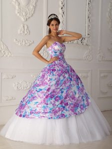 Printing Multi-color Sweetheart Sweet 15/16 Birthday Dresses