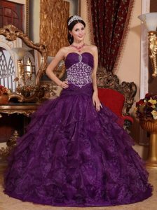 A-Line Purple Sweetheart Beaded Dresses for Sweet 16 for Sale