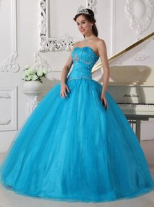 Cheap Strapless Floor-length Beaded Ruched Dress for Sweet 16
