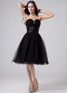 Beaded and Ruched Prom Little Black Dresses of Knee Length 2014