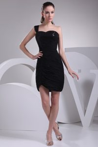 2013 New Ruched Paillette Little Black Dresses One Shoulder