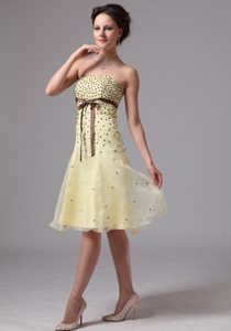 Brand New Knee-length Strapless Light Yellow Prom Holiday Dress
