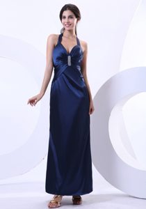 Halter top Backless Navy Blue Long Prom Party Dress Lancashire