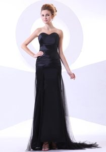 Brush Train Taffeta Tulle Sweetheart Black Prom Dress for Lady