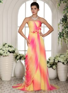 Brush Train Sweetheart Flowers Ombre Color Girls Prom Dress