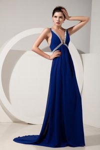 Gorgeous Plunging Neckline Prom Formal Gown Chiffon Zipper up Back