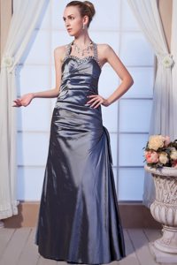 Ruched JS Prom Dresses Beaded Halter top with the Back out in Osasco