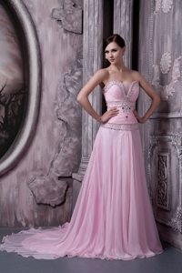 Pink Prom Holiday Dress Beading Sweetheart Sweep Train of New Style