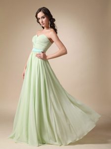 Pretty Empire Sweetheart Chiffon Yellow Green Prom Maxi Dress