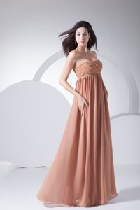 El Segundo CA Brown Empire Chiffon Prom Maxi Dress with Beading