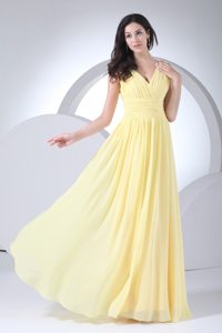 El Cajon CA Ruched V-neck Chiffon Floor Length Prom Maxi Dress
