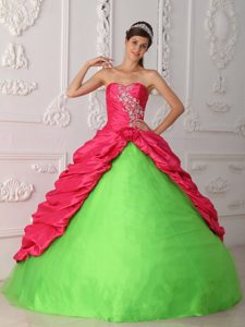 Appliqued Quinceanera Dresses in Hot Pink and Spring Green 2014