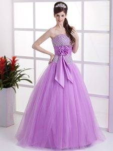 Hand Made Flower Lavender Beaded Tulle Prom Holiday Dresses
