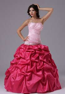 Pink Ball Gown Formal Dresses with Ruched Beading Sweetheart