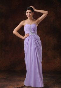 Beading Lilac Column Sweetheart Prom Dress Floor-length