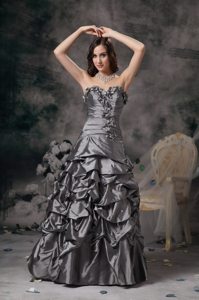 Floral Grey Column Sweetheart Formal Dresses with Pick-ups