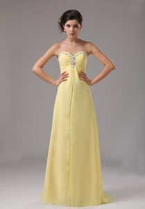 Empire Sweetheart Beading Yellow Dresses For Debutante Ball