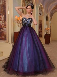 Purple Sweetheart Brooch Leopard Print Beading Prom Dress