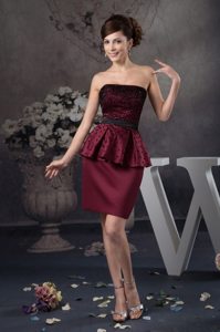 Beaded Mini-length Flouncing Prom Celebrity Dress in Wine Red