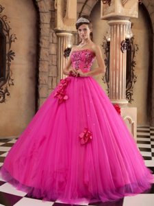 Yorba Linda CA Appliqued and Flowery Quinces Dresses in Hot Pink