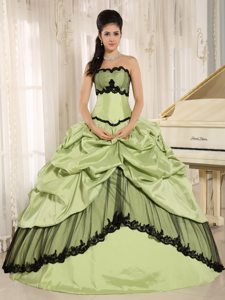 Vacaville CA Appliques Accent Quinceanera Dress in Yellow Green
