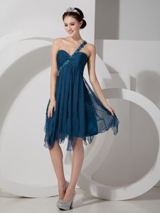 Unique One Shoulder Beaded Prom Dress with Asymmetrical Hem