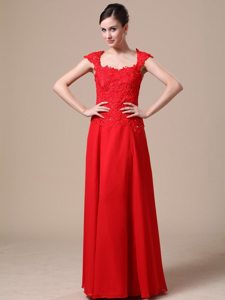 Column Square Neck Zipper-Up Red Prom Dresses Online Stores