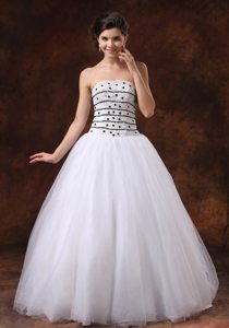 Affordable Strapless Beaded White Prom Dress in West Sussex