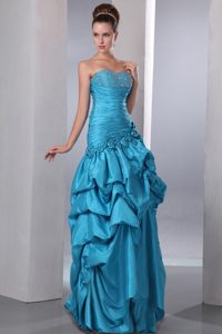 Best Pick Ups Ruched Beaded Blue Prom Dress for Wholesale