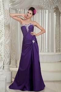 Popular Appliqued Purple Strapless Prom Dress in Lincolnshire