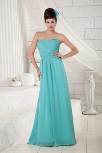 Showy Turquoise Sweetheart Ruched Long Prom Dresses 2013