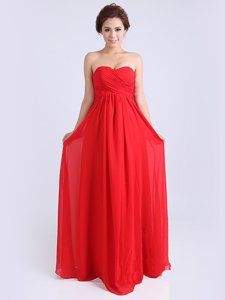Fitting Chiffon Sleeveless Floor Length Prom Gown and Ruching