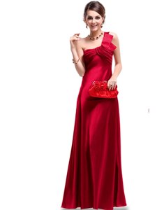 Low Price Wine Red Evening Dress Prom and Party and For with Ruching One Shoulder Sleeveless Criss Cross