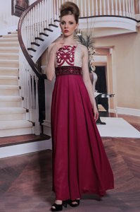 Noble Beading and Appliques Homecoming Dress Burgundy Side Zipper Sleeveless Floor Length