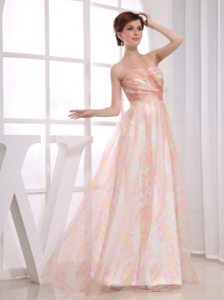 A-Line Strapless Multi-Color Printing Prom Homecoming Dress