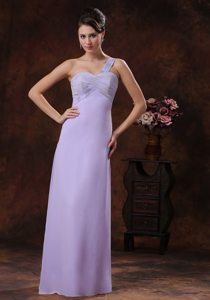 Beaded One Shoulder Ruches Prom formal Dresses of Floor Length