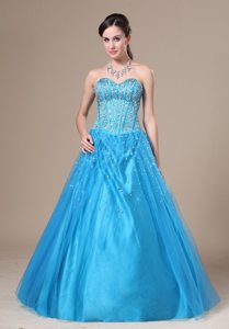 Baby Blue A-line Sweetheart Prom Homecoming Dress with Beading