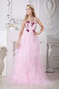 Beading and Ruffles Accent Prom Pageant Dress in Baby Pink 2014