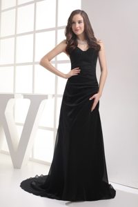 Elegant Brush Train Black Prom Dress for Ladies Sweetheart Zipper up Back
