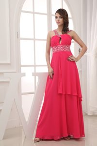 V-neck with Key Hole Beaded Long Prom Dress For 2013 Customize