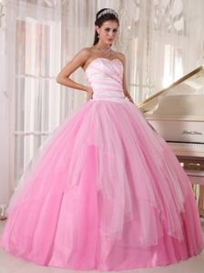 Temecula CA Pink Tulle Sixteen Quinceanera Dresses with Beading