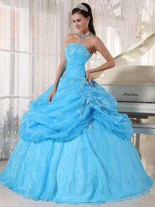 Baby Blue Sweet Sixteen Quinceanera Dresses with Appliques 2014